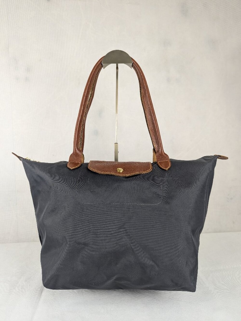 Longchamp Le Pliage Tote Shoulder Bag - Authentic Nylon Gray Made in China.